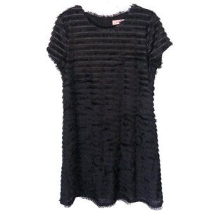 Traffic People Black Eyelash Fringe Shift Dress Short Sleeve Women's Size XL